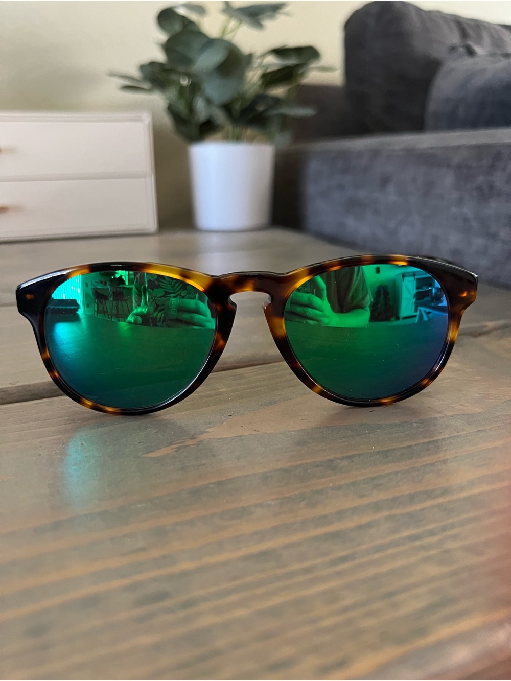 Zenni Van der Rohe Aviator Tortoise Green Mirror Sunglasses
